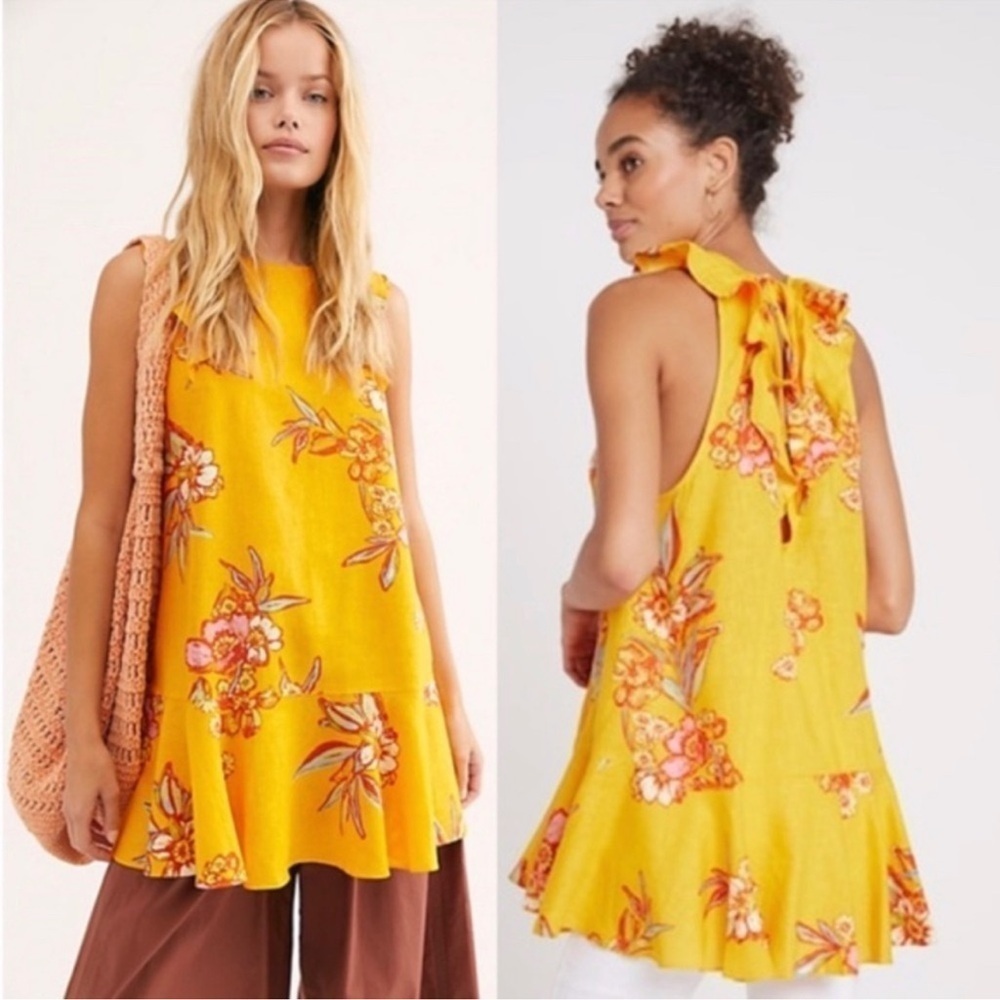 Free People Summer In Tulum Floral Printed Tunic Top Size Large